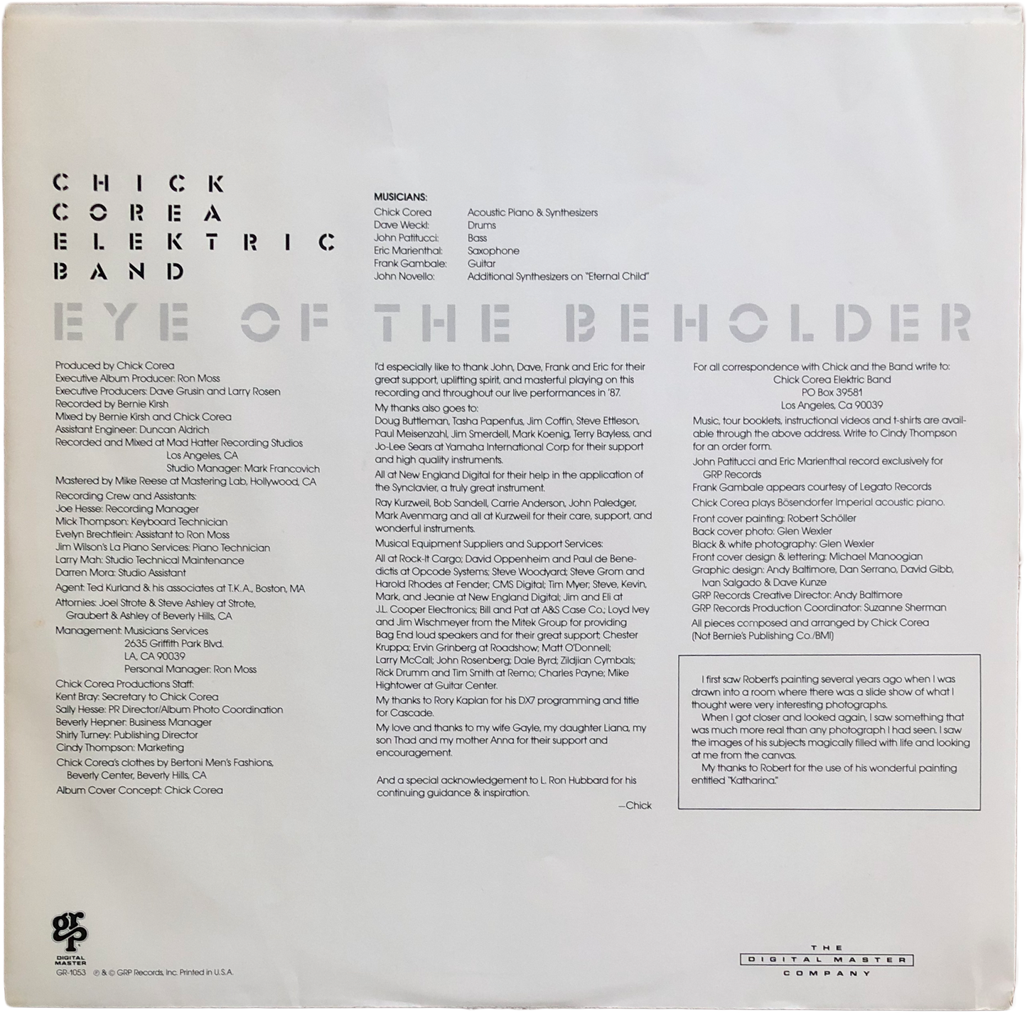【Used】Chick Corea Elektric Band / Eye Of The Beholder